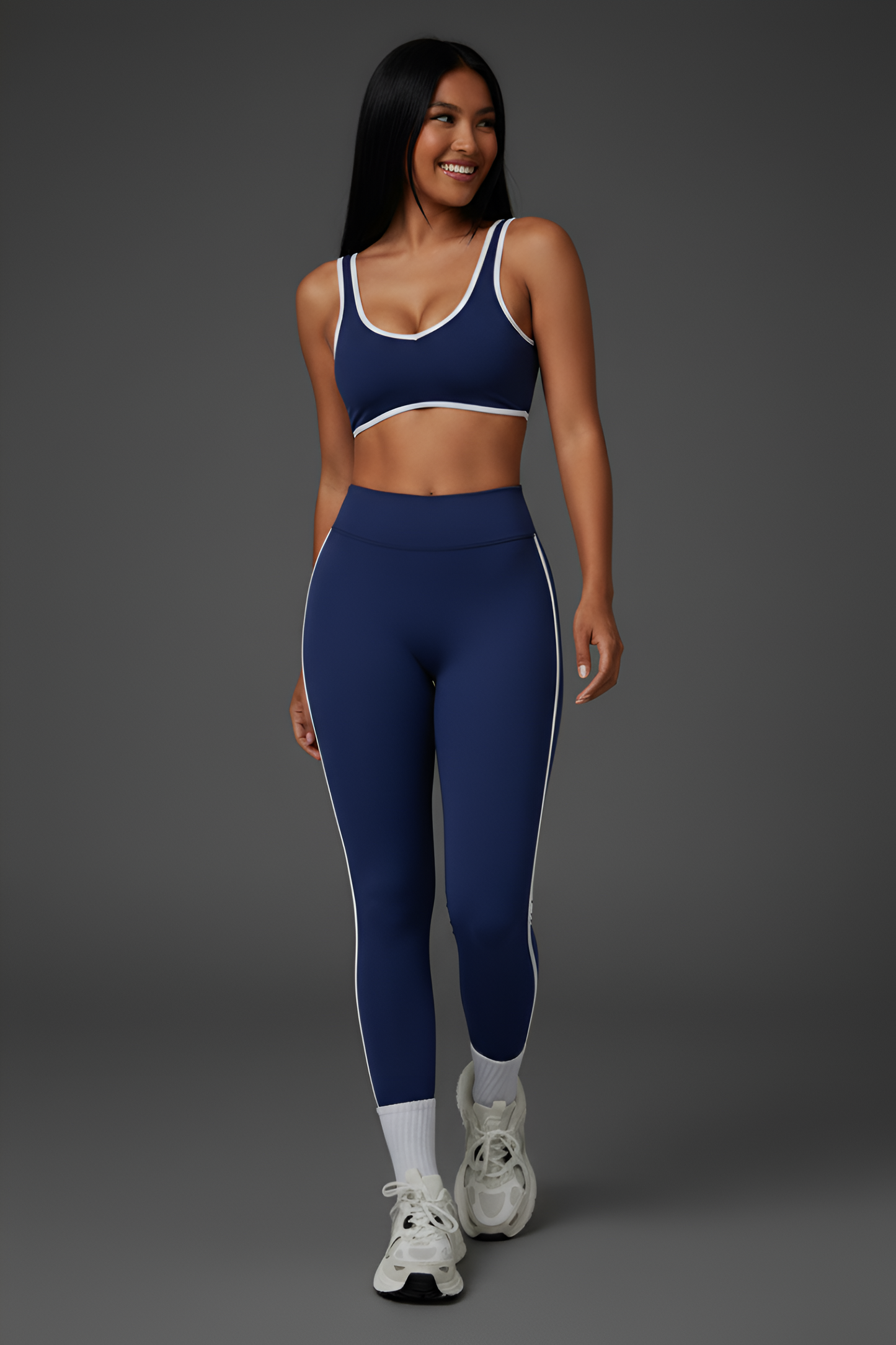 Retro-Sport Side-Stripe Legging Set | High-Waist & Sculpting Workout Outfit