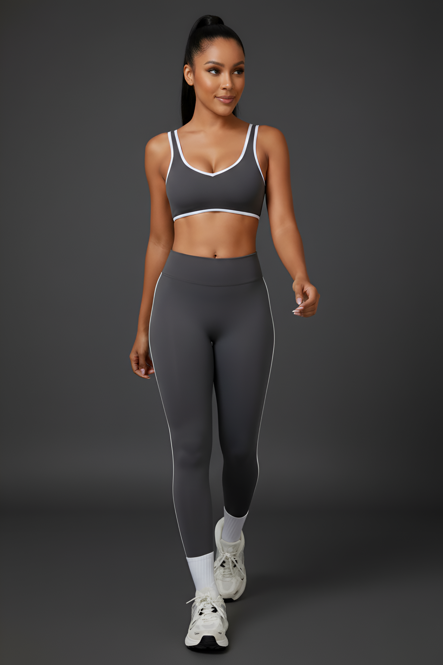 Retro-Sport Side-Stripe Legging Set | High-Waist & Sculpting Workout Outfit