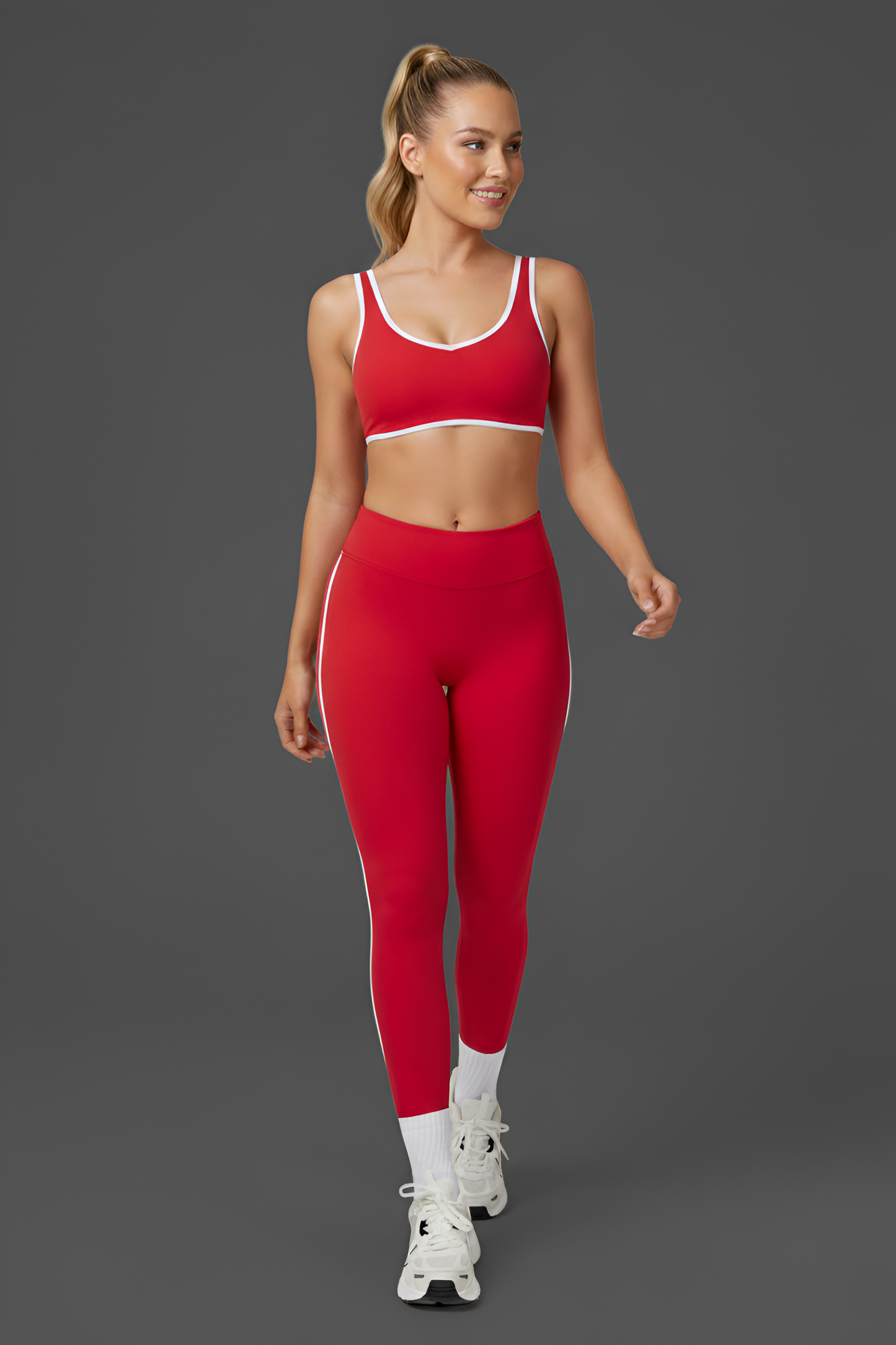 Retro-Sport Side-Stripe Legging Set | High-Waist & Sculpting Workout Outfit