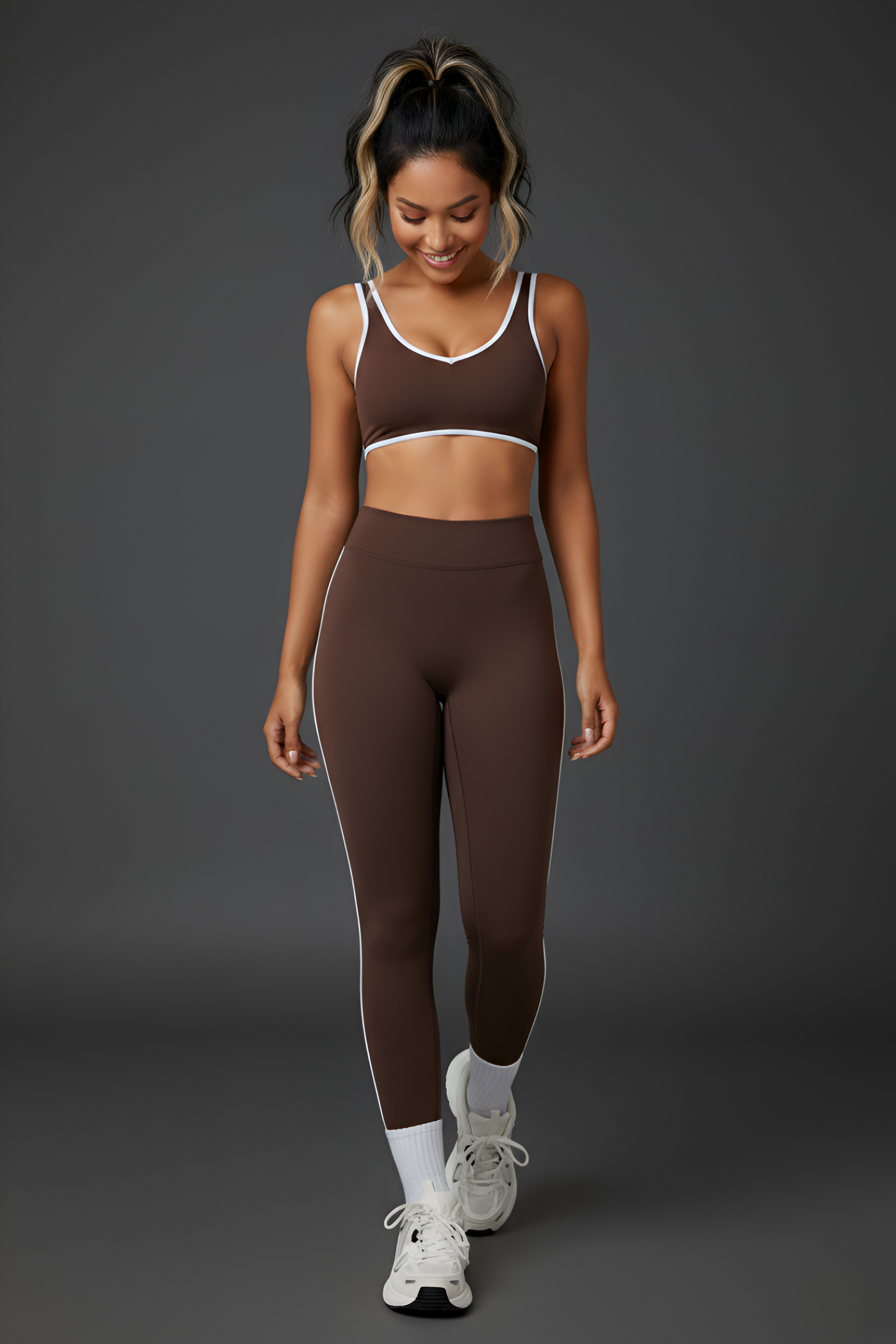 Retro-Sport Side-Stripe Legging Set | High-Waist & Sculpting Workout Outfit