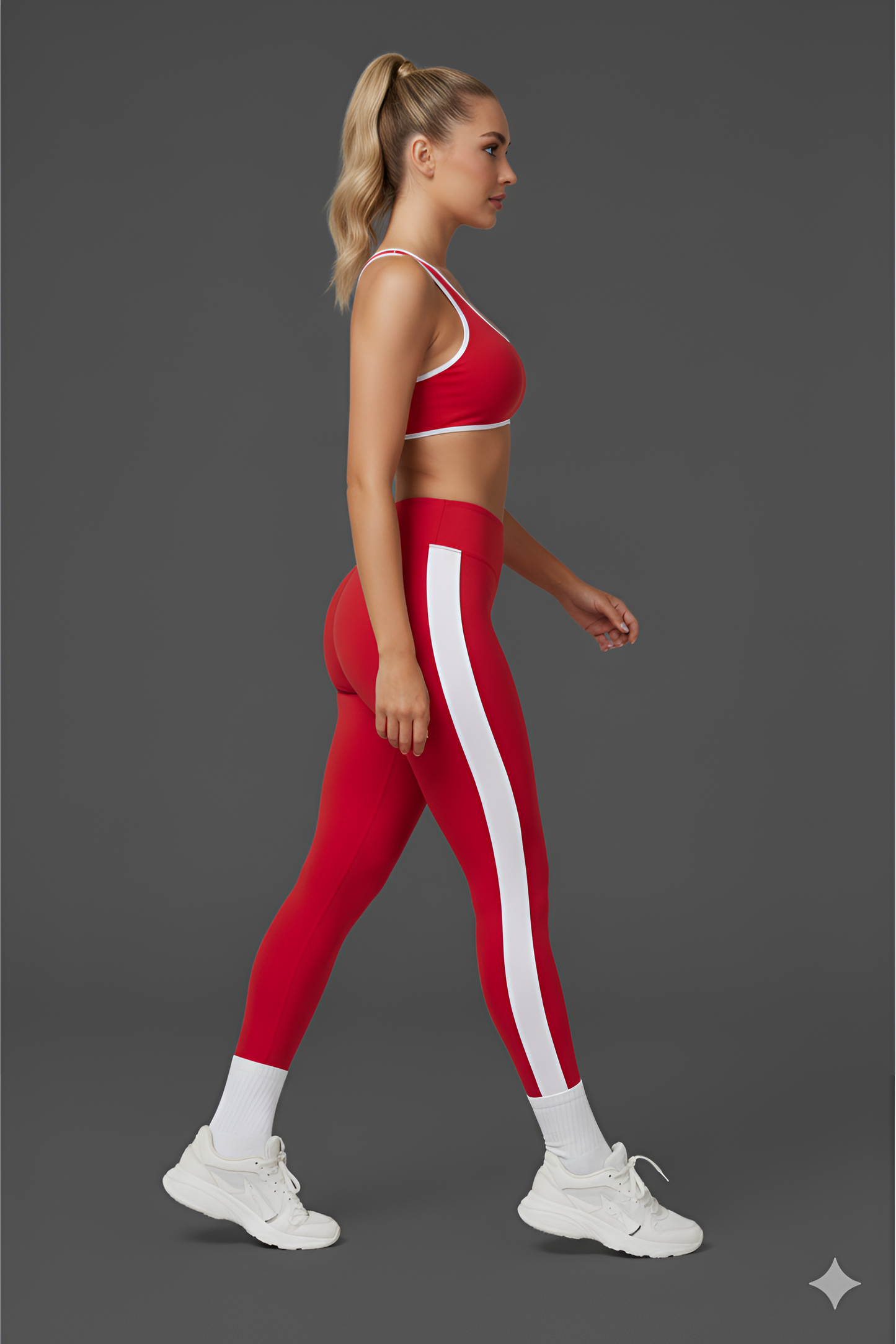 Retro-Sport Side-Stripe Legging Set | High-Waist & Sculpting Workout Outfit