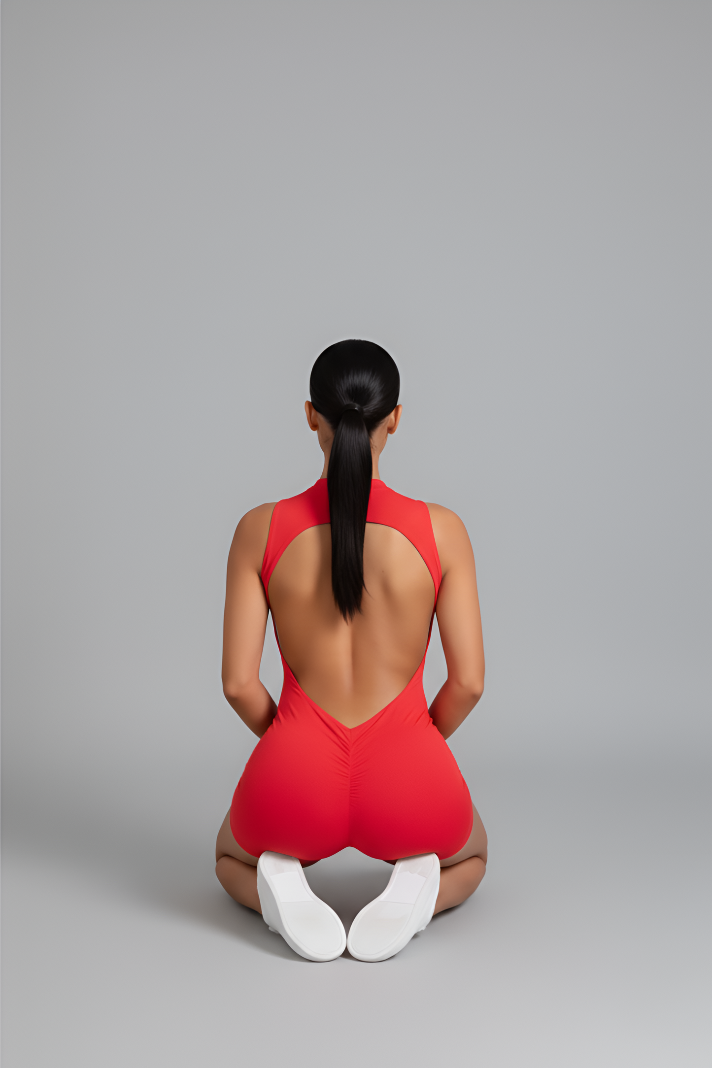 Sculpting Open-Back Mini Unitard | Seamless High-Waist Biker Romper