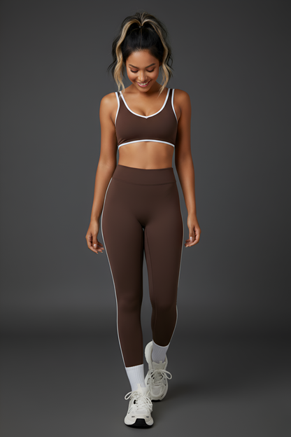 Retro-Sport Side-Stripe Legging Set | High-Waist & Sculpting Workout Outfit