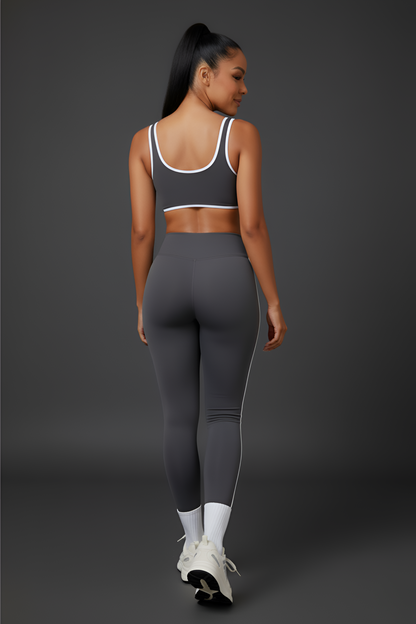 Retro-Sport Side-Stripe Legging Set | High-Waist & Sculpting Workout Outfit