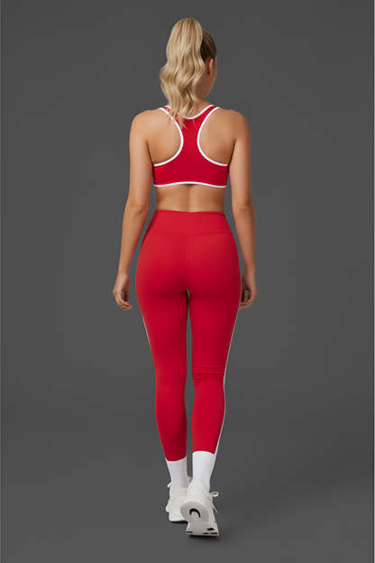 Retro-Sport Side-Stripe Legging Set | High-Waist & Sculpting Workout Outfit