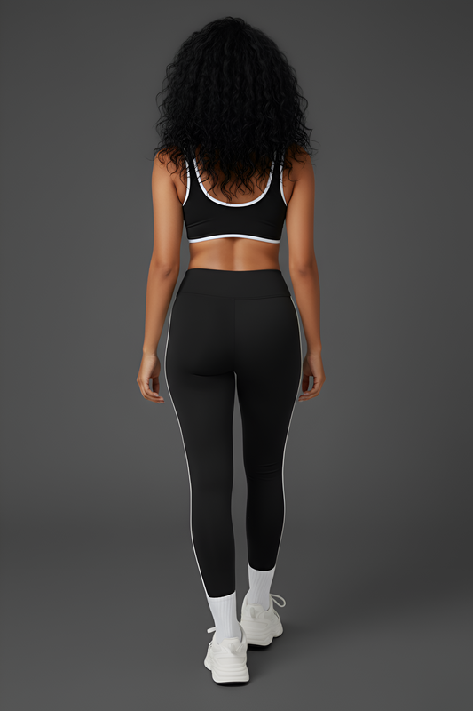 Retro-Sport Side-Stripe Legging Set | High-Waist & Sculpting Workout Outfit