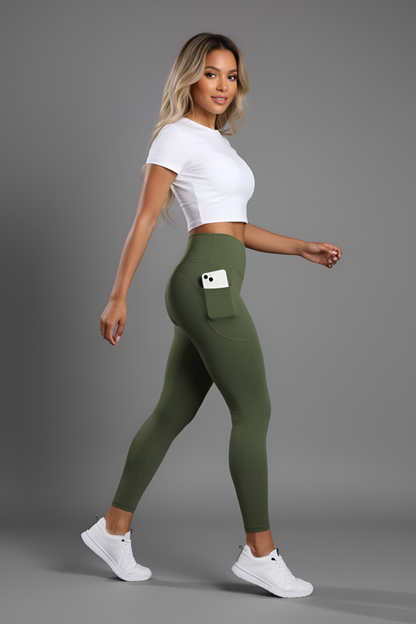 High-Waist Pocket Yoga Leggings for Women - Tummy Control & Phone Security