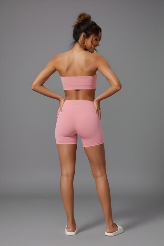 Seamless High-Waist Biker Short & Bandeau Crop Top Set