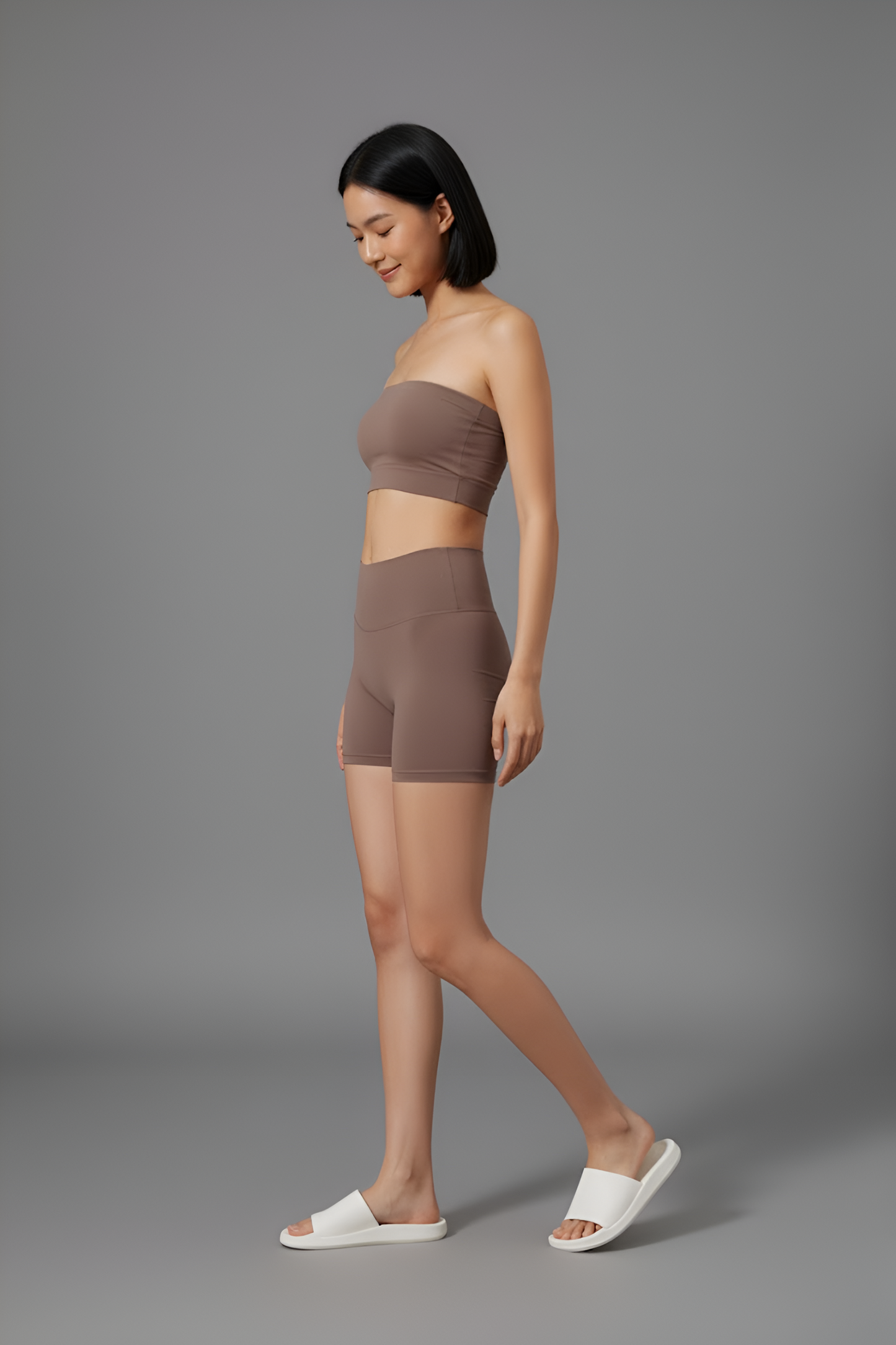 Seamless High-Waist Biker Short & Bandeau Crop Top Set