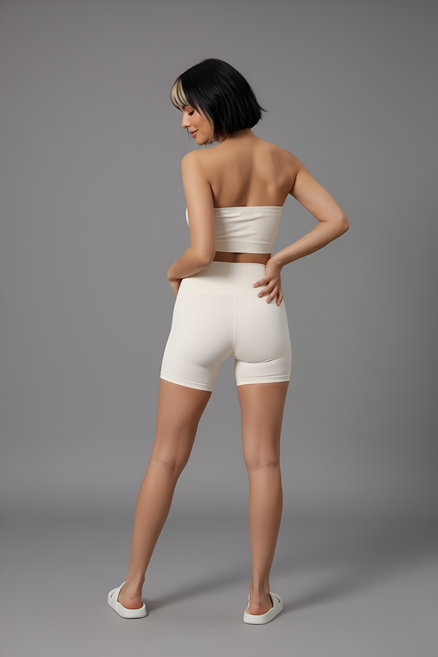 Seamless High-Waist Biker Short & Bandeau Crop Top Set