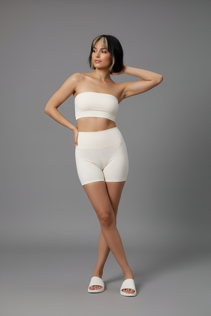Seamless High-Waist Biker Short & Bandeau Crop Top Set