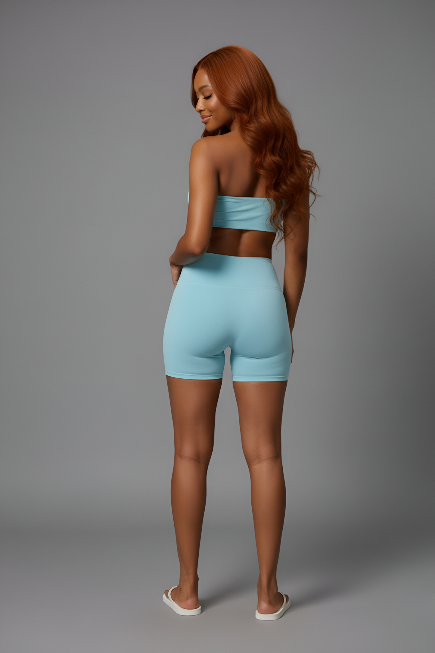 Seamless High-Waist Biker Short & Bandeau Crop Top Set