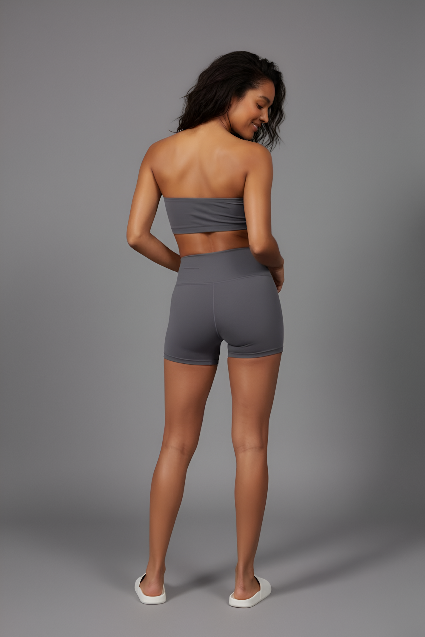 Seamless High-Waist Biker Short & Bandeau Crop Top Set
